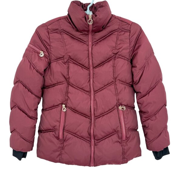 Nautica Women's Full Zip High Collar Warm Burgundy Puffer Jacket Size Medium - Picture 1 of 10